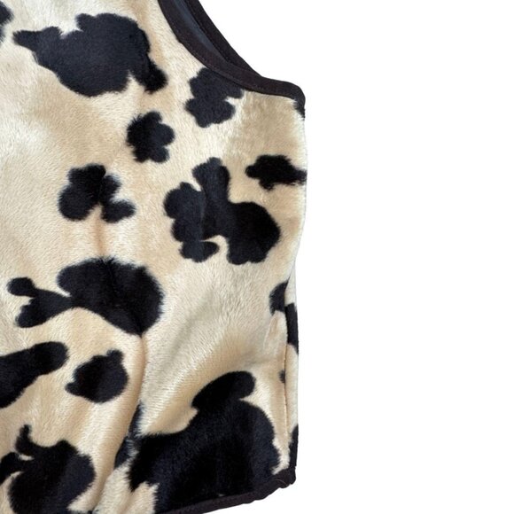 White Stag Cow Print Faux Fur Zip Vest Women’s Large - Picture 4 of 5